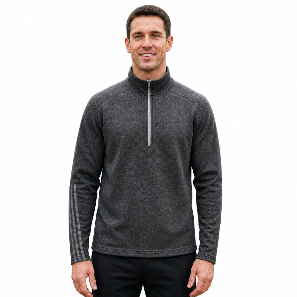 Adidas Men's Aeroready Brushed Terry Quarter Zip Pullover Top Black Large